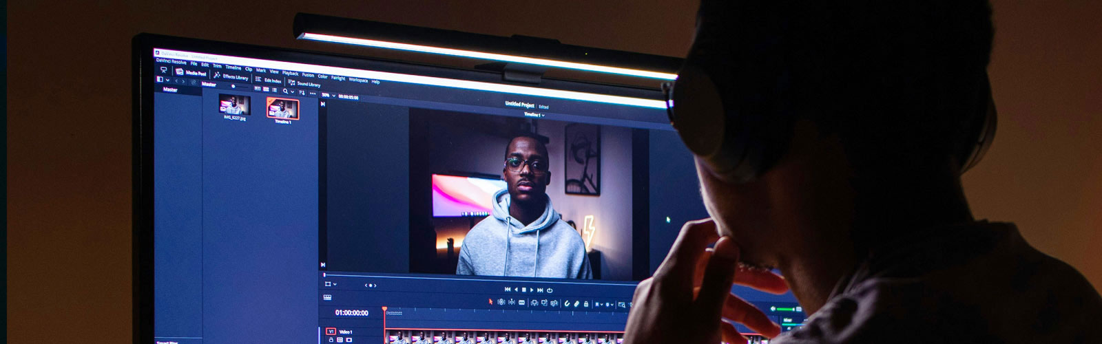 Professional video editing services showing editor working on post-production timeline