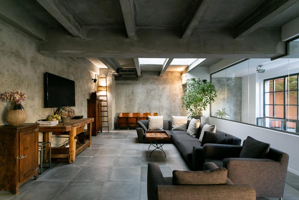 Modern hotel lounge with industrial design at boutique accommodation in Sandton South Africa