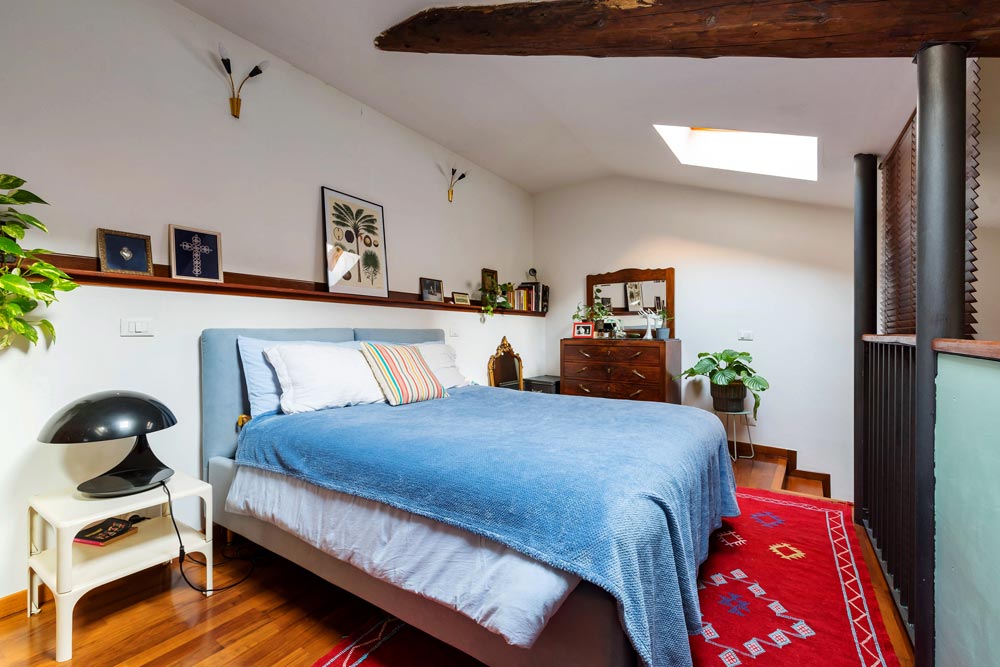 Boutique hotel bedroom with skylight and natural light at luxury accommodation in Johannesburg